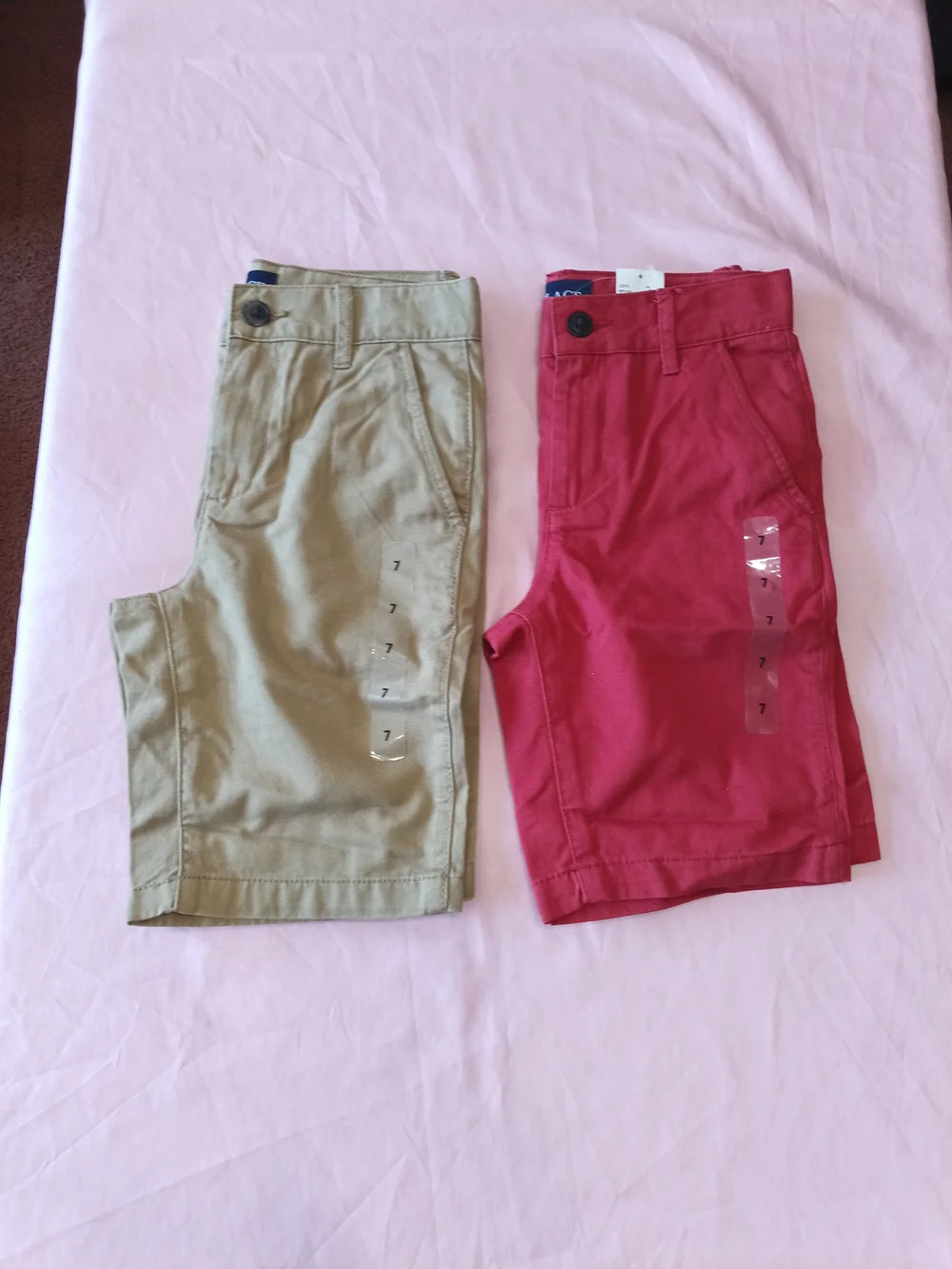 The Children's Place Red and Khaki Boys' Chino Shorts - Set Of 2 Sz. 7